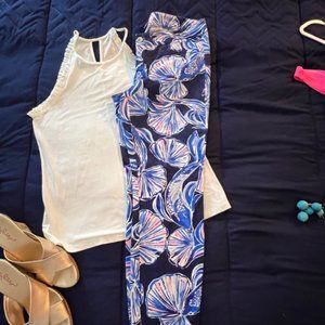Lilly Pulitzer Kelly Skinny Ankle Pants blue w/ shell - Size 6
